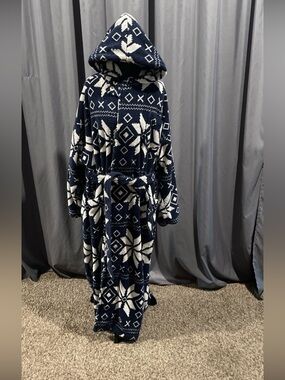 Polo Ralph Lauren vintage Nordic snowflake robe with hood 100% cotton one size
